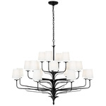 Amalfi Chandelier - Waxed Black / Linen