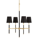 Bryant Leather Chandelier - Hand-Rubbed Antique Brass / Chocolate Leather