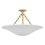 Mollino Semi Flush Ceiling Light - Hand-Rubbed Antique Brass / Plaster White