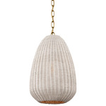 Kokomo Pendant - Antique Burnished Brass / Chalk Wicker