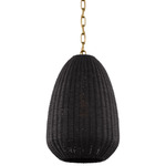 Kokomo Pendant - Antique Burnished Brass / Charcoal Wicker