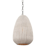 Kokomo Pendant - Polished Nickel / Chalk Wicker