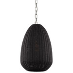 Kokomo Pendant - Polished Nickel / Charcoal Wicker