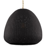 Kokomo Domed Pendant - Antique Burnished Brass / Charcoal Wicker