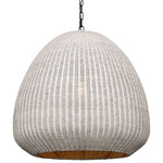 Kokomo Domed Pendant - Bronze / Chalk Wicker