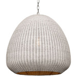 Kokomo Domed Pendant - Polished Nickel / Chalk Wicker