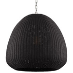 Kokomo Domed Pendant - Polished Nickel / Charcoal Wicker
