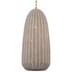 Kokomo Elongated Pendant - Antique Burnished Brass / Ash Wicker