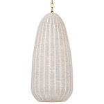 Kokomo Elongated Pendant - Antique Burnished Brass / Chalk Wicker