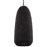 Kokomo Elongated Pendant - Bronze / Charcoal Wicker