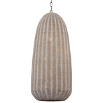 Kokomo Elongated Pendant - Polished Nickel / Ash Wicker