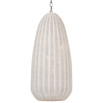 Kokomo Elongated Pendant - Polished Nickel / Chalk Wicker