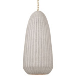 Kokomo Elongated Pendant - Antique Burnished Brass / Chalk Wicker