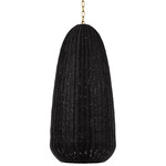 Kokomo Elongated Pendant - Antique Burnished Brass / Charcoal Wicker