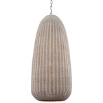 Kokomo Elongated Pendant - Polished Nickel / Ash Wicker