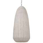 Kokomo Elongated Pendant - Polished Nickel / Chalk Wicker