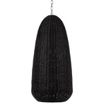 Kokomo Elongated Pendant - Polished Nickel / Charcoal Wicker