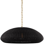 Kokomo Wide Pendant - Antique Burnished Brass / Charcoal Wicker