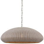 Kokomo Wide Pendant - Polished Nickel / Ash Wicker