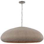 Kokomo Wide Pendant - Polished Nickel / Ash Wicker