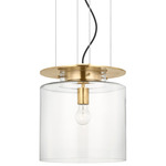 Elias Floating Pendant - Antique Burnished Brass / Clear