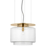 Elias Floating Pendant - Antique Burnished Brass / Clear