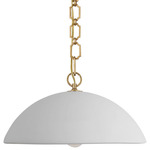 Elliot Wide Dome Pendant - Antique Brass / Matte White
