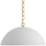 Elliot Wide Dome Pendant - Antique Brass / Matte White
