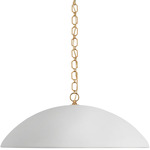 Elliot Wide Dome Pendant - Antique Brass / Matte White