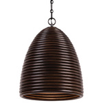 Emerson Pendant - Bronze / Espresso Rattan