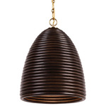 Emerson Pendant - Hand-Rubbed Antique Brass / Espresso Rattan
