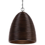Emerson Pendant - Polished Nickel / Espresso Rattan