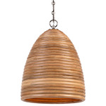 Emerson Pendant - Polished Nickel / Natural Rattan