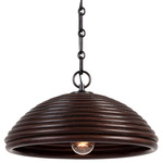 Emerson Dome Pendant - Bronze / Espresso Rattan