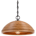 Emerson Dome Pendant - Bronze / Natural Rattan