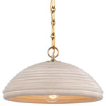 Emerson Dome Pendant - Hand-Rubbed Antique Brass / Ash Rattan