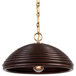 Emerson Dome Pendant - Hand-Rubbed Antique Brass / Espresso Rattan