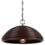 Emerson Dome Pendant - Polished Nickel / Espresso Rattan