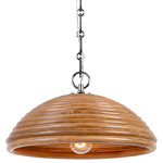 Emerson Dome Pendant - Polished Nickel / Natural Rattan