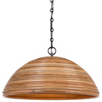Emerson Dome Pendant - Bronze / Natural Rattan