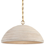 Emerson Dome Pendant - Hand-Rubbed Antique Brass / Ash Rattan