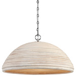 Emerson Dome Pendant - Polished Nickel / Ash Rattan