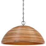 Emerson Dome Pendant - Polished Nickel / Natural Rattan