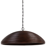 Emerson Dome Pendant - Bronze / Espresso Rattan