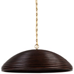 Emerson Dome Pendant - Hand-Rubbed Antique Brass / Espresso Rattan