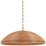 Emerson Dome Pendant - Hand-Rubbed Antique Brass / Natural Rattan