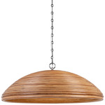 Emerson Dome Pendant - Polished Nickel / Natural Rattan