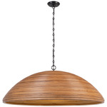 Emerson Dome Pendant - Bronze / Natural Rattan