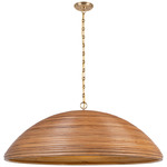 Emerson Dome Pendant - Hand-Rubbed Antique Brass / Natural Rattan