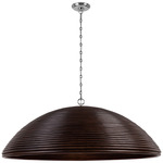 Emerson Dome Pendant - Polished Nickel / Espresso Rattan